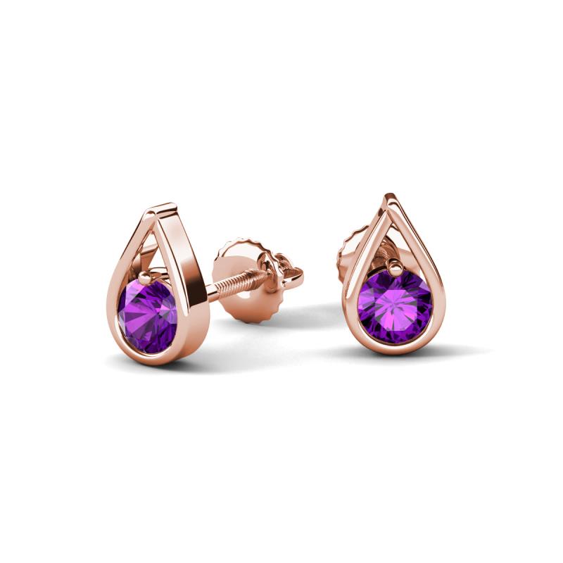 Tasha 0.40 ctw (4.00 mm) Round Amethyst Tear Drop Solitaire Women Stud Earrings 