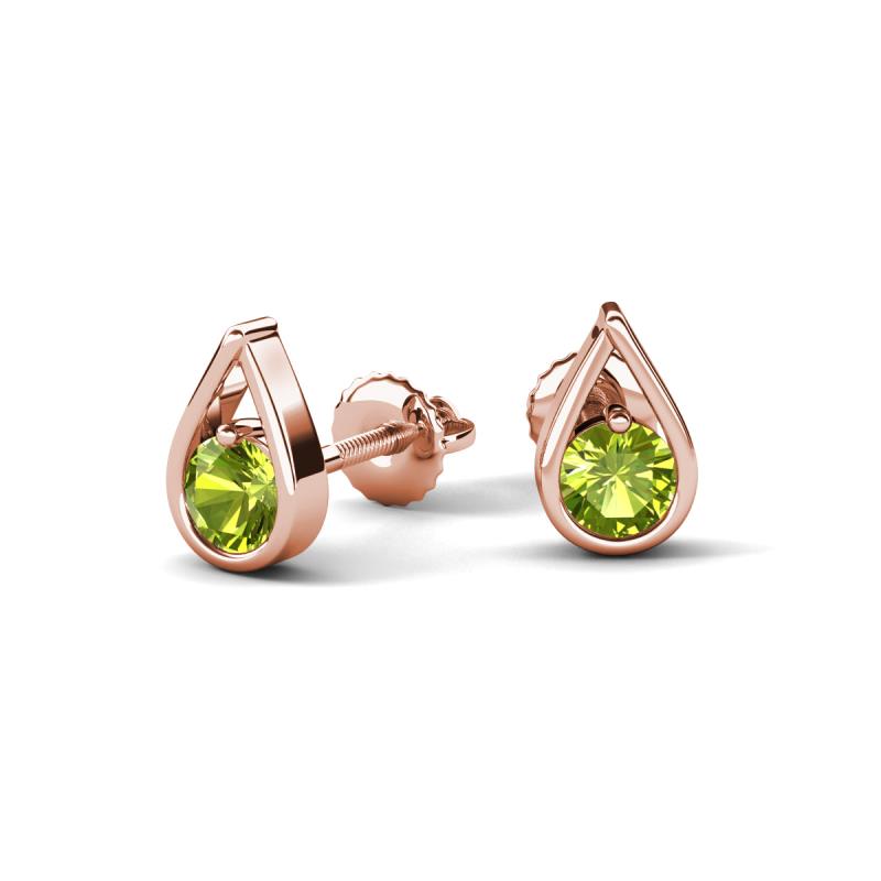 Tasha 0.63 ctw (4.00 mm) Round Peridot Tear Drop Solitaire Women Stud Earrings 