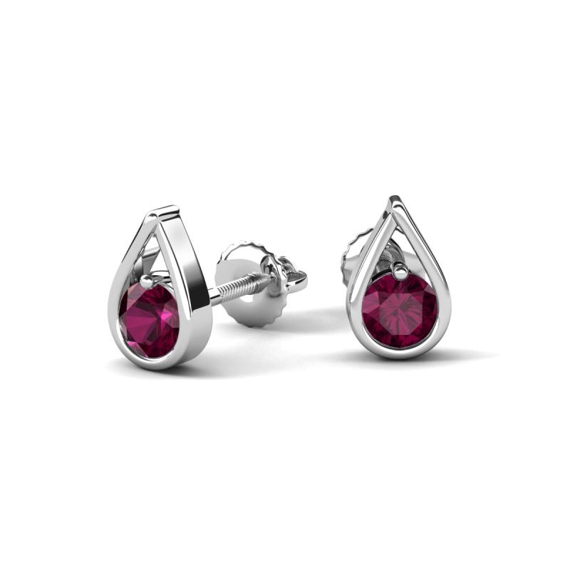 Tasha 0.63 ctw (4.00 mm) Round Rhodolite Garnet Tear Drop Solitaire Women Stud Earrings 