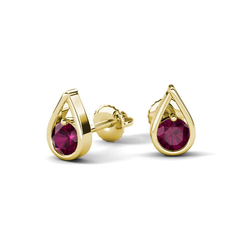 Tasha 0.63 ctw (4.00 mm) Round Rhodolite Garnet Tear Drop Solitaire Women Stud Earrings 