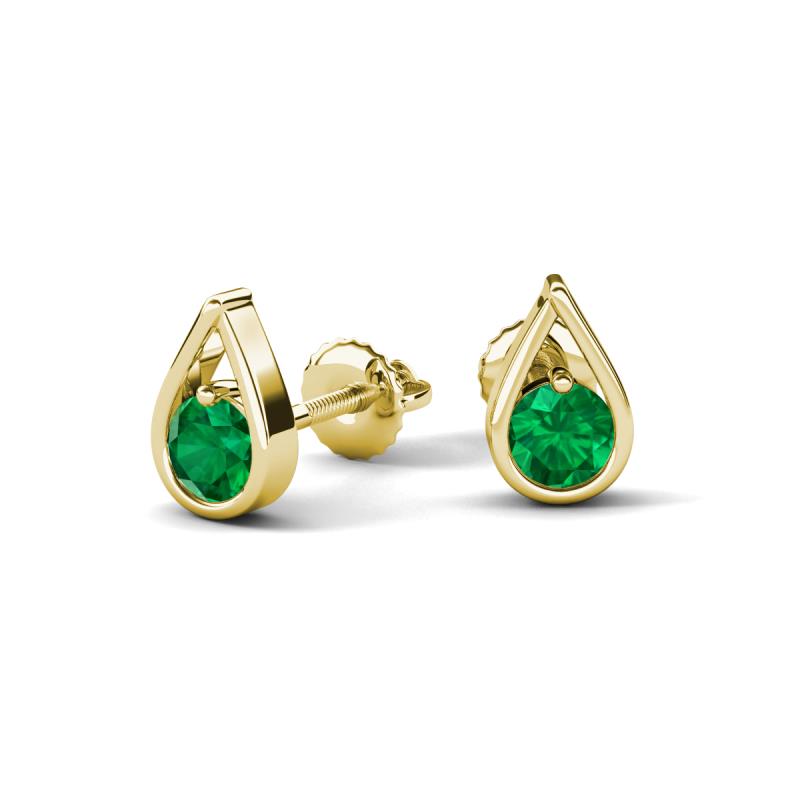 Tasha 0.40 ctw (4.00 mm) Round Emerald Tear Drop Solitaire Women Stud Earrings 