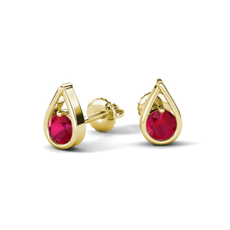 Tasha 0.52 ctw (4.00 mm) Round Ruby Tear Drop Solitaire Women Stud Earrings 