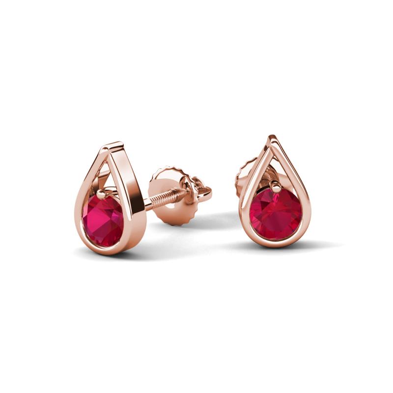 Tasha 0.52 ctw (4.00 mm) Round Ruby Tear Drop Solitaire Women Stud Earrings 