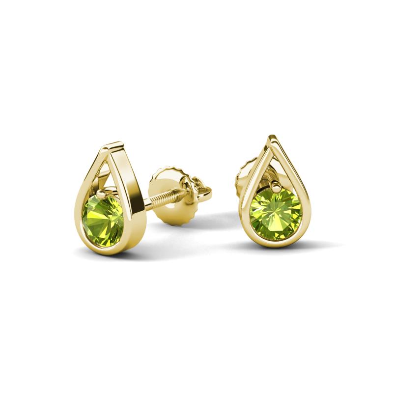 Tasha 0.63 ctw (4.00 mm) Round Peridot Tear Drop Solitaire Women Stud Earrings 