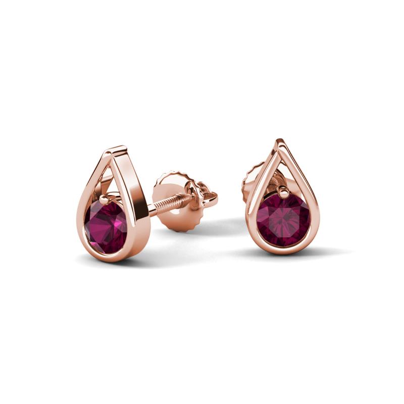 Tasha 0.63 ctw (4.00 mm) Round Rhodolite Garnet Tear Drop Solitaire Women Stud Earrings 