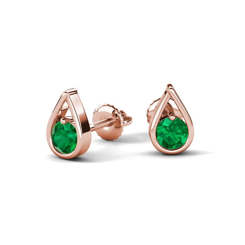 Tasha 0.40 ctw (4.00 mm) Round Emerald Tear Drop Solitaire Women Stud Earrings 