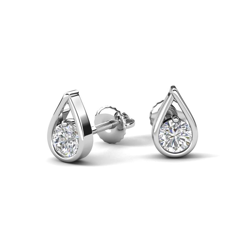 Tasha 0.53 ctw (4.00 mm) Round White Sapphire Tear Drop Solitaire Women Stud Earrings 