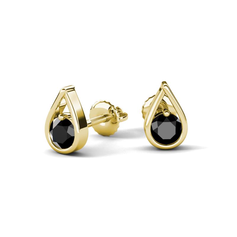 Tasha 0.54 ctw (4.00 mm) Round Black Diamond Tear Drop Solitaire Women Stud Earrings 
