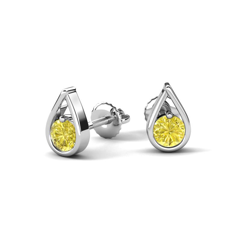 Tasha 0.50 ctw (4.00 mm) Round Yellow Diamond Tear Drop Solitaire Women Stud Earrings 