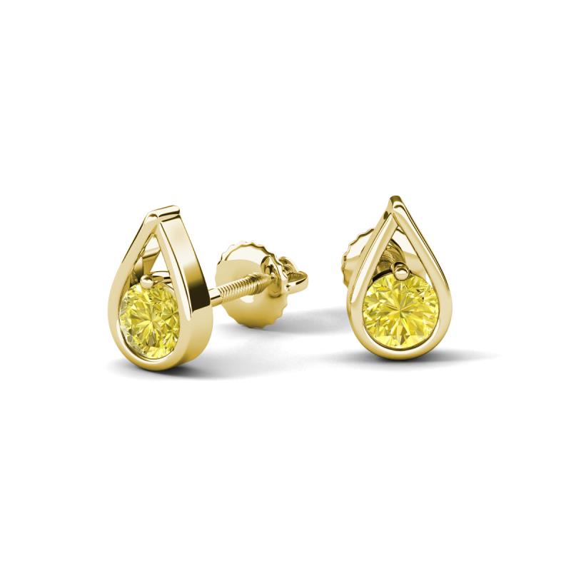 Tasha 0.50 ctw (4.00 mm) Round Yellow Diamond Tear Drop Solitaire Women Stud Earrings 