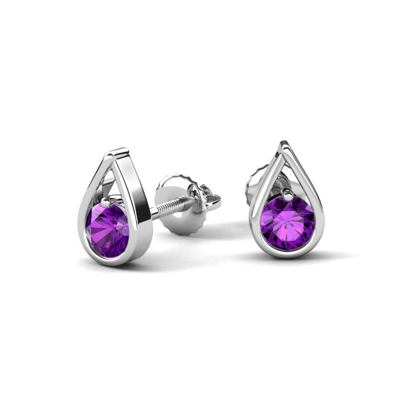 Tasha 0.40 ctw (4.00 mm) Round Amethyst Tear Drop Solitaire Women Stud Earrings 