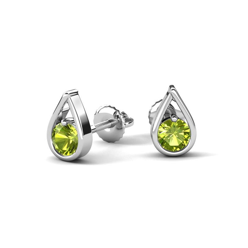 Tasha 0.63 ctw (4.00 mm) Round Peridot Tear Drop Solitaire Women Stud Earrings 