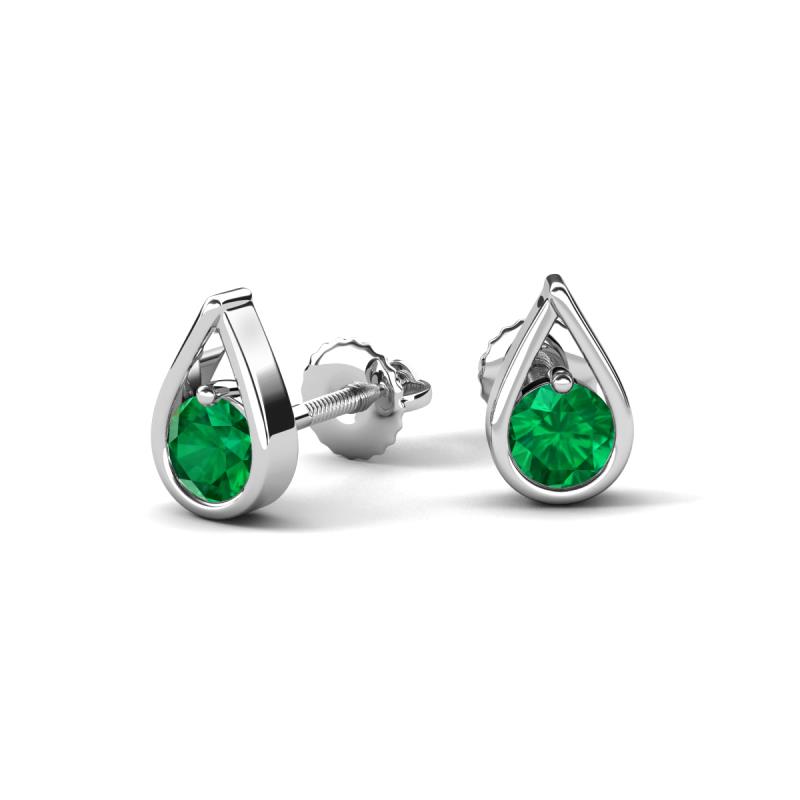 Tasha 0.40 ctw (4.00 mm) Round Emerald Tear Drop Solitaire Women Stud Earrings 