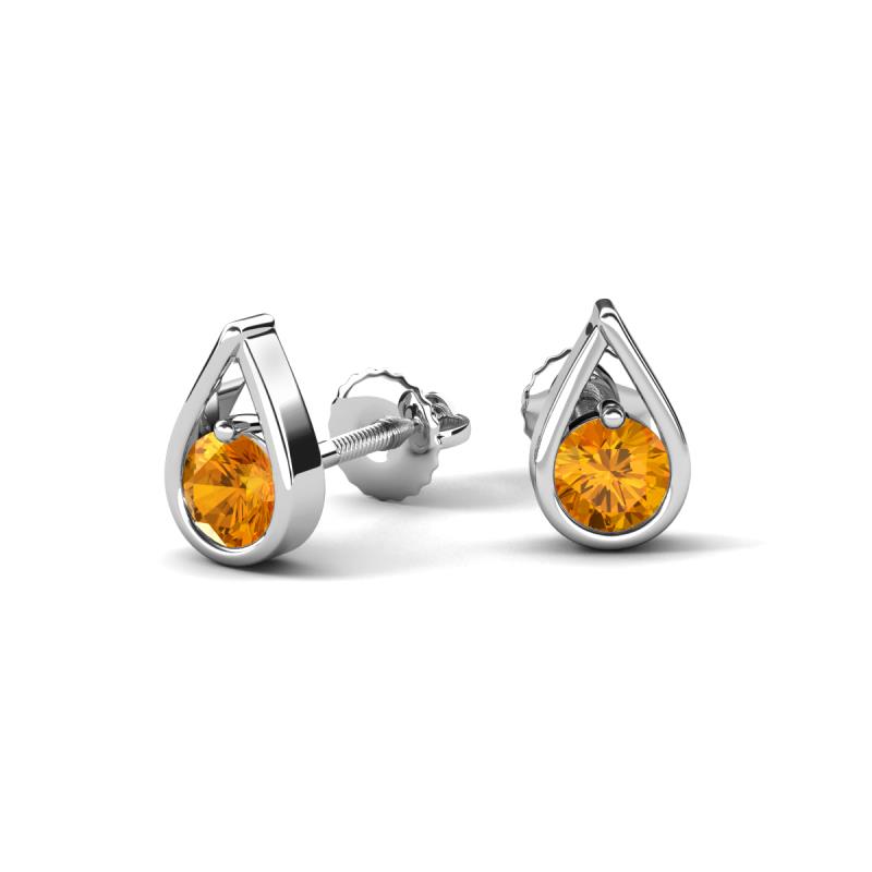Tasha 0.40 ctw (4.00 mm) Round Citrine Tear Drop Solitaire Women Stud Earrings 