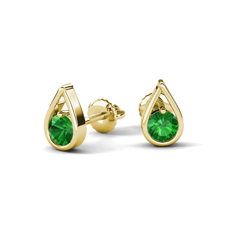 Tasha 0.58 ctw (4.00 mm) Round Green Garnet Tear Drop Solitaire Women Stud Earrings 