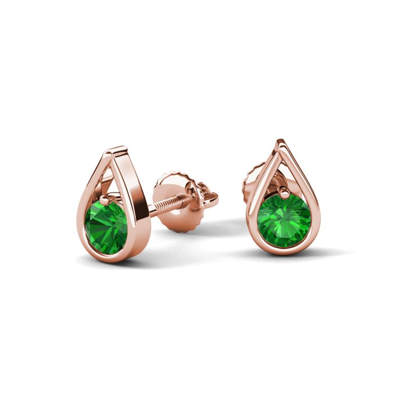 Tasha 0.58 ctw (4.00 mm) Round Green Garnet Tear Drop Solitaire Women Stud Earrings 