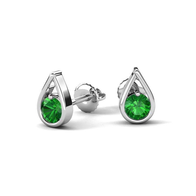 Tasha 0.58 ctw (4.00 mm) Round Green Garnet Tear Drop Solitaire Women Stud Earrings 