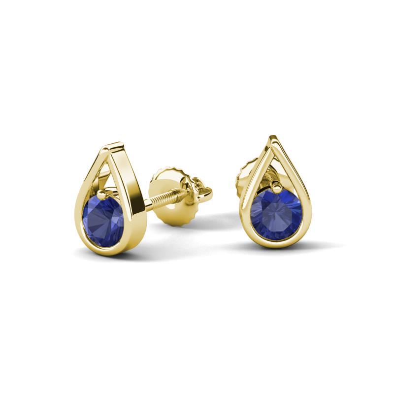 Tasha 0.40 ctw (4.00 mm) Round Iolite Tear Drop Solitaire Women Stud Earrings 