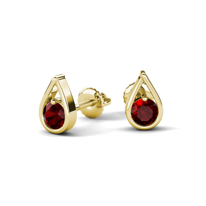 Tasha 0.63 ctw (4.00 mm) Round Red Garnet Tear Drop Solitaire Women Stud Earrings 