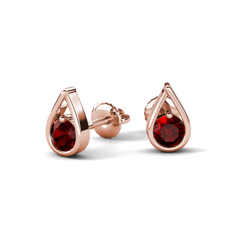 Tasha 0.63 ctw (4.00 mm) Round Red Garnet Tear Drop Solitaire Women Stud Earrings 
