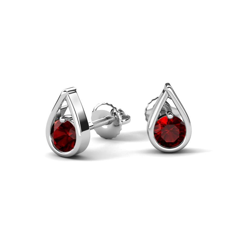 Tasha 0.63 ctw (4.00 mm) Round Red Garnet Tear Drop Solitaire Women Stud Earrings 
