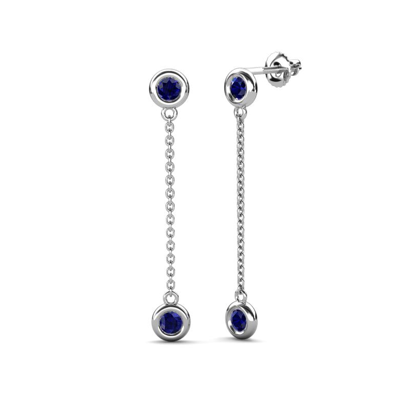 Robin 1.20 ctw Blue Sapphire Bezel set Women Drop Dangle Earrings 