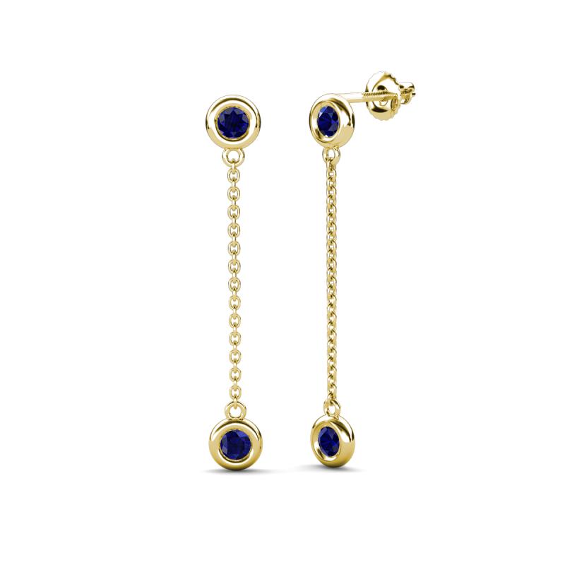 Robin 1.20 ctw Blue Sapphire Bezel set Women Drop Dangle Earrings 