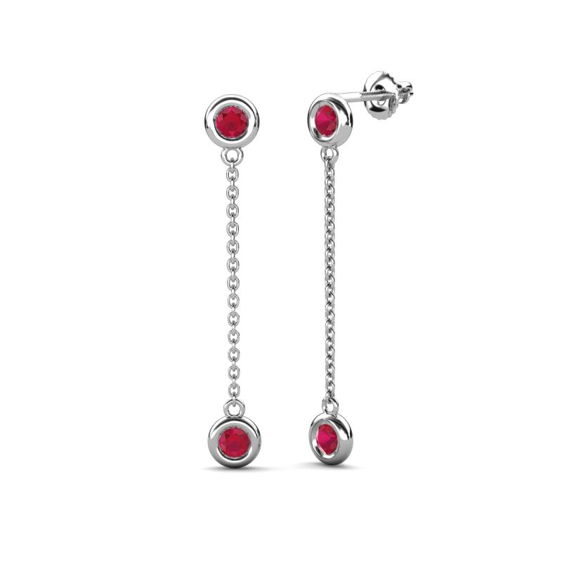 Robin 1.04 ctw Ruby Bezel set Women Drop Dangle Earrings 