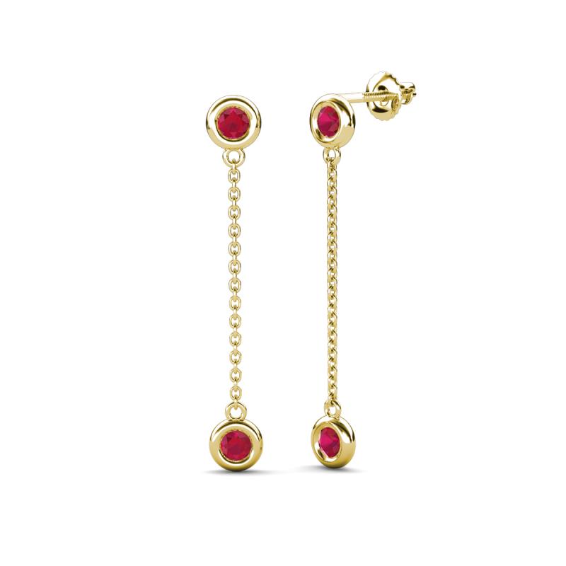 Robin 1.04 ctw Ruby Bezel set Women Drop Dangle Earrings 