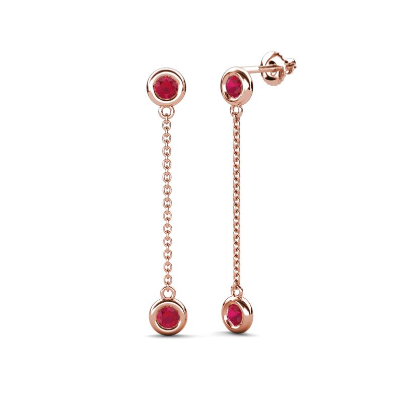 Robin 1.04 ctw Ruby Bezel set Women Drop Dangle Earrings 
