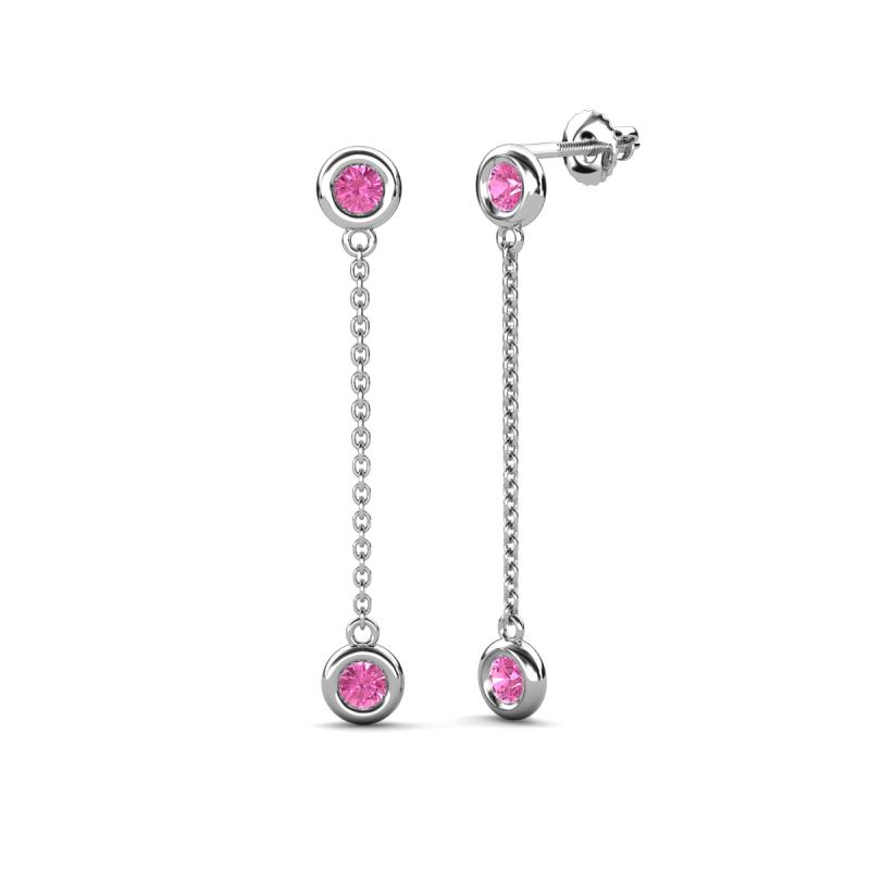 Robin 1.05 ctw Pink Sapphire Bezel set Women Drop Dangle Earrings 