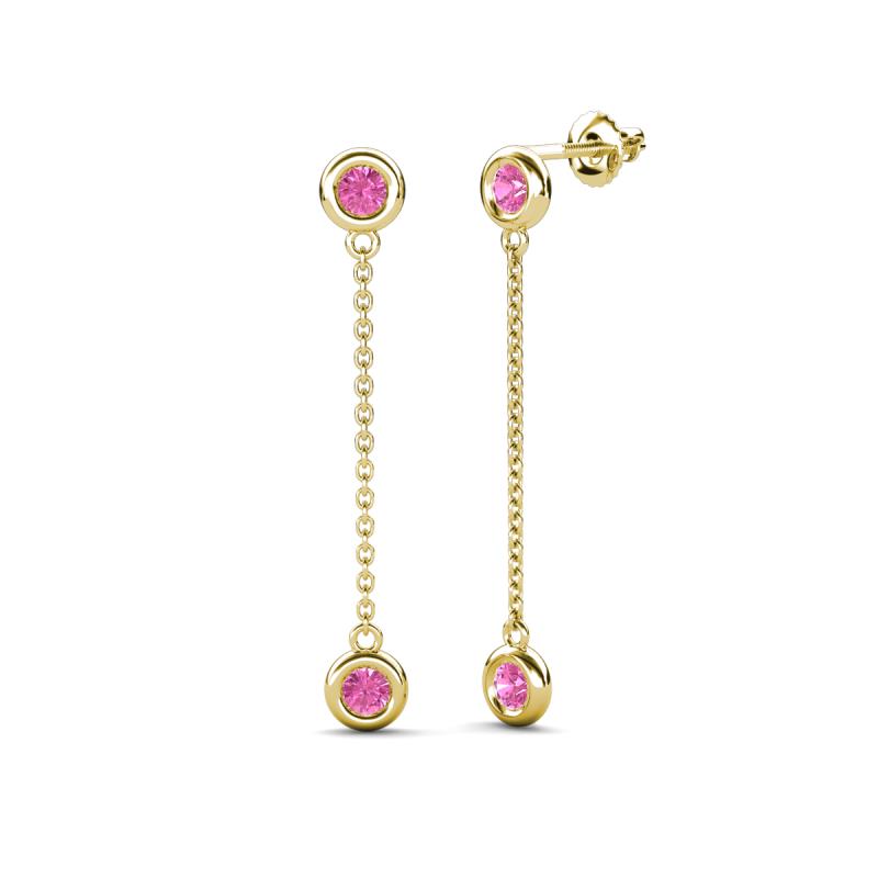 Robin 1.05 ctw Pink Sapphire Bezel set Women Drop Dangle Earrings 