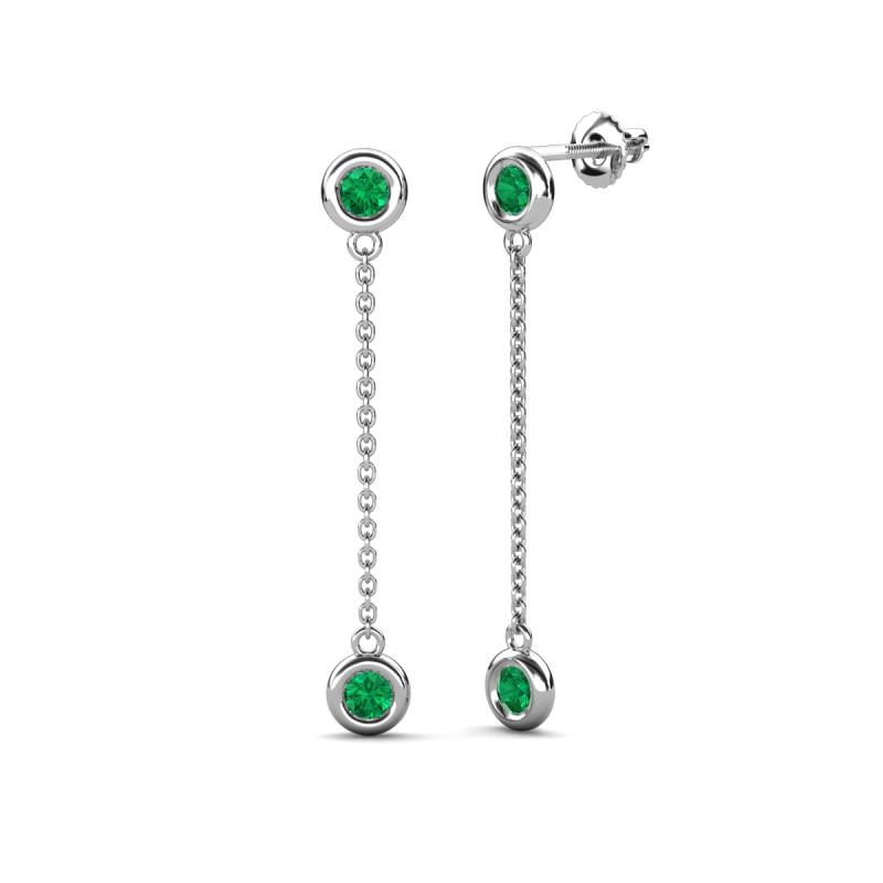 Robin 1.00 ctw Emerald Bezel set Women Drop Dangle Earrings 