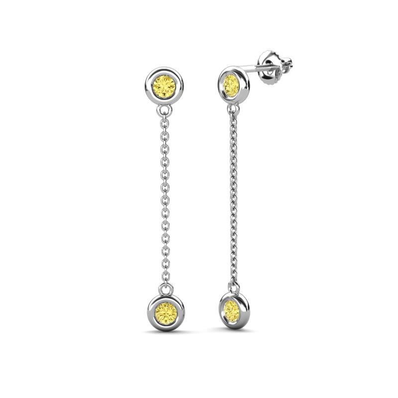Robin 1.05 ctw Yellow Sapphire Bezel set Women Drop Dangle Earrings 