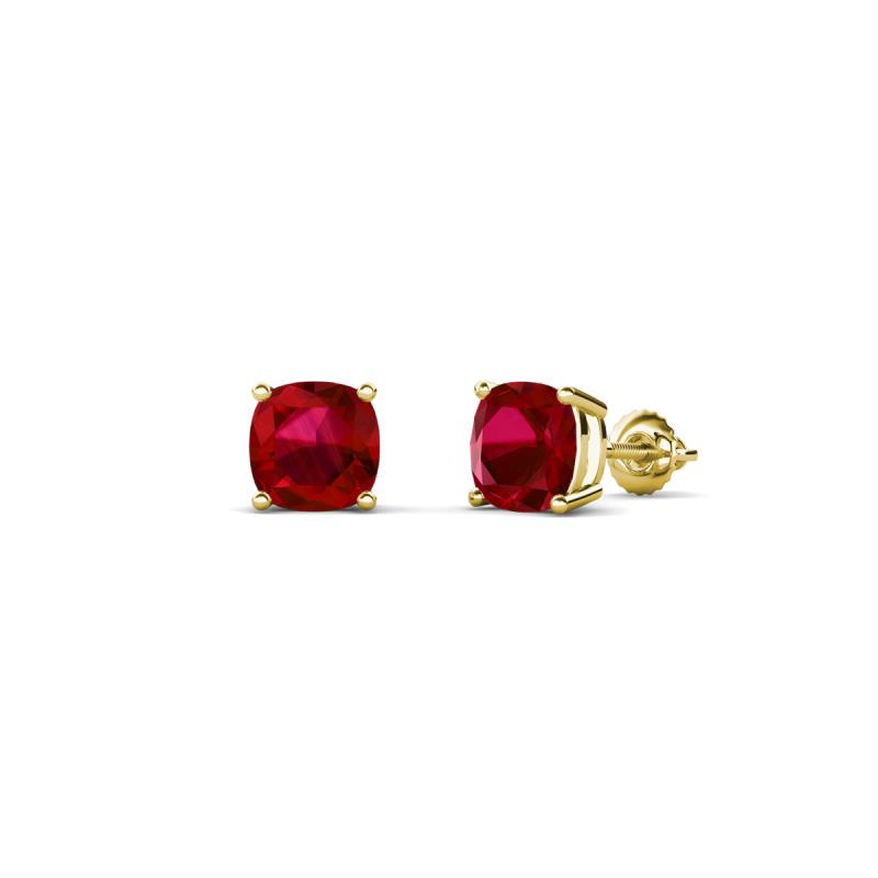 Alida 0.88 ctw (4.00 mm) Cushion Shape Lab Created Ruby Solitaire Women Stud Earrings 