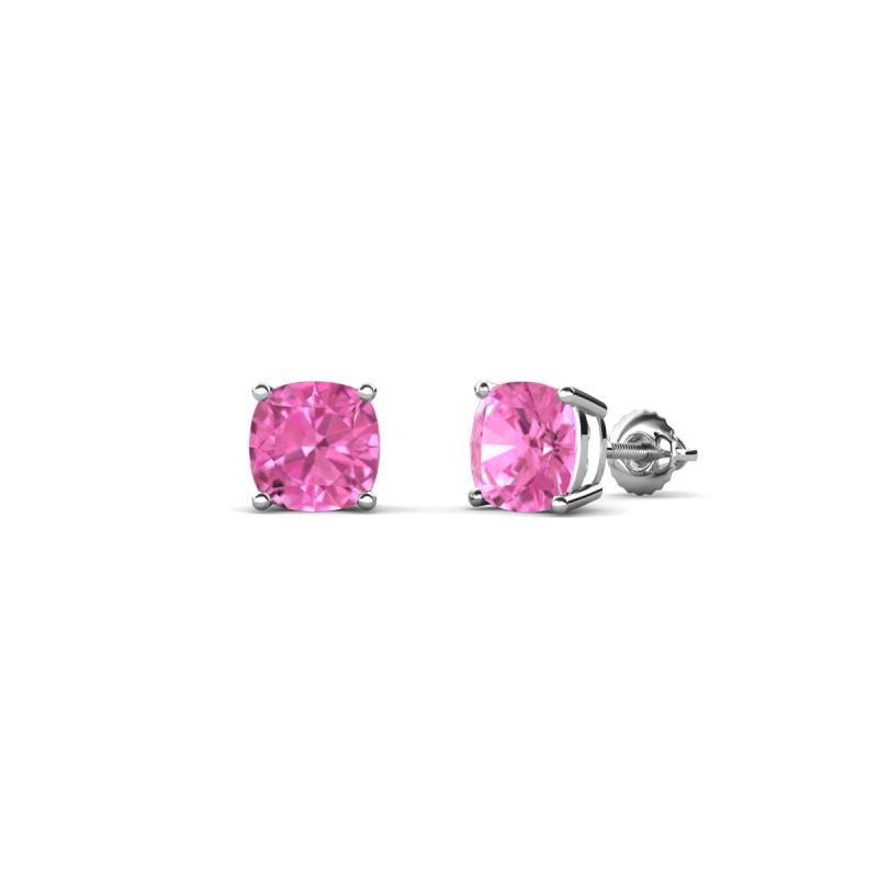 Alida 0.88 ctw (4.00 mm) Cushion Shape Lab Created Pink Sapphire Solitaire Women Stud Earrings 