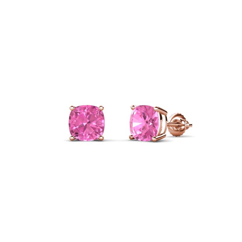 Alida 0.88 ctw (4.00 mm) Cushion Shape Lab Created Pink Sapphire Solitaire Women Stud Earrings 