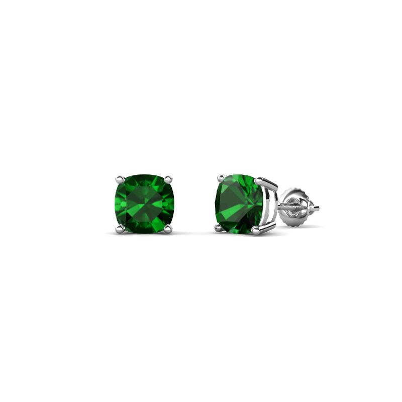 Alida 0.60 ctw (4.00 mm) Cushion Shape Lab Created Emerald Solitaire Women Stud Earrings 