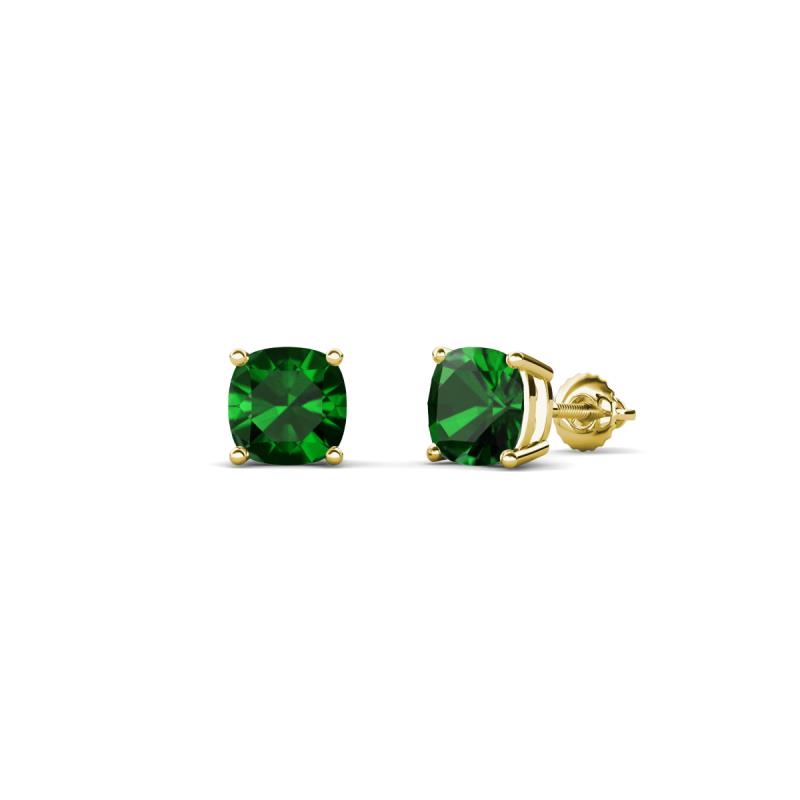 Alida 0.60 ctw (4.00 mm) Cushion Shape Lab Created Emerald Solitaire Women Stud Earrings 