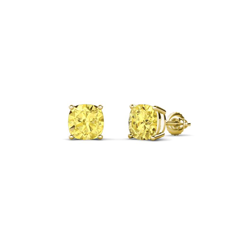 Alida 0.88 ctw (4.00 mm) Cushion Shape Lab Created Yellow Sapphire Solitaire Women Stud Earrings 