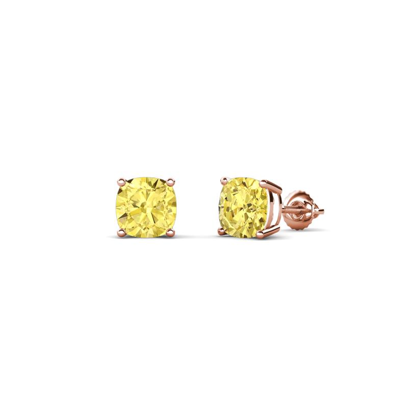 Alida 0.88 ctw (4.00 mm) Cushion Shape Lab Created Yellow Sapphire Solitaire Women Stud Earrings 