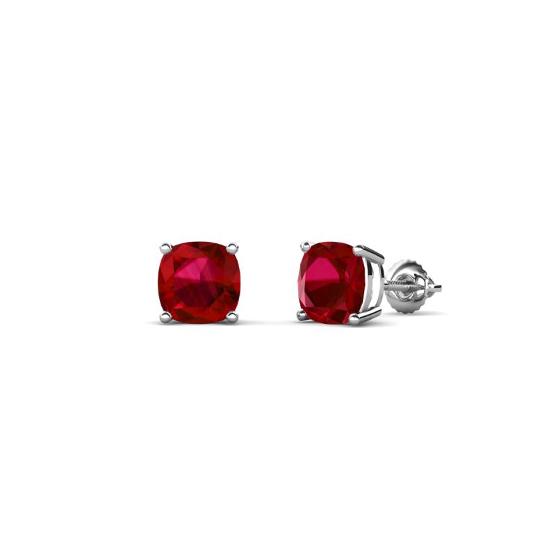 Alida 0.88 ctw (4.00 mm) Cushion Shape Lab Created Ruby Solitaire Women Stud Earrings 