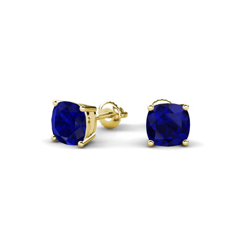 Alida 1.62 ctw (5.00 mm) Cushion Shape Lab Created Blue Sapphire Solitaire Women Stud Earrings 