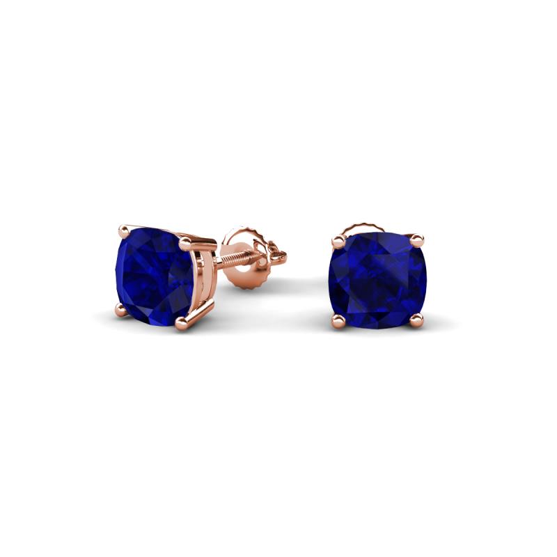 Alida 1.62 ctw (5.00 mm) Cushion Shape Lab Created Blue Sapphire Solitaire Women Stud Earrings 