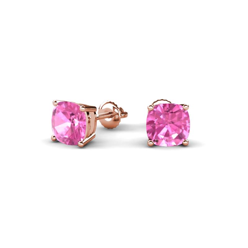 Alida 1.62 ctw (5.00 mm) Cushion Shape Lab Created Pink Sapphire Solitaire Women Stud Earrings 