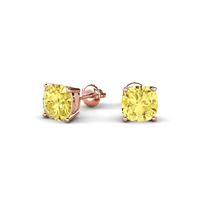 Alida 1.62 ctw (5.00 mm) Cushion Shape Lab Created Yellow Sapphire Solitaire Women Stud Earrings 