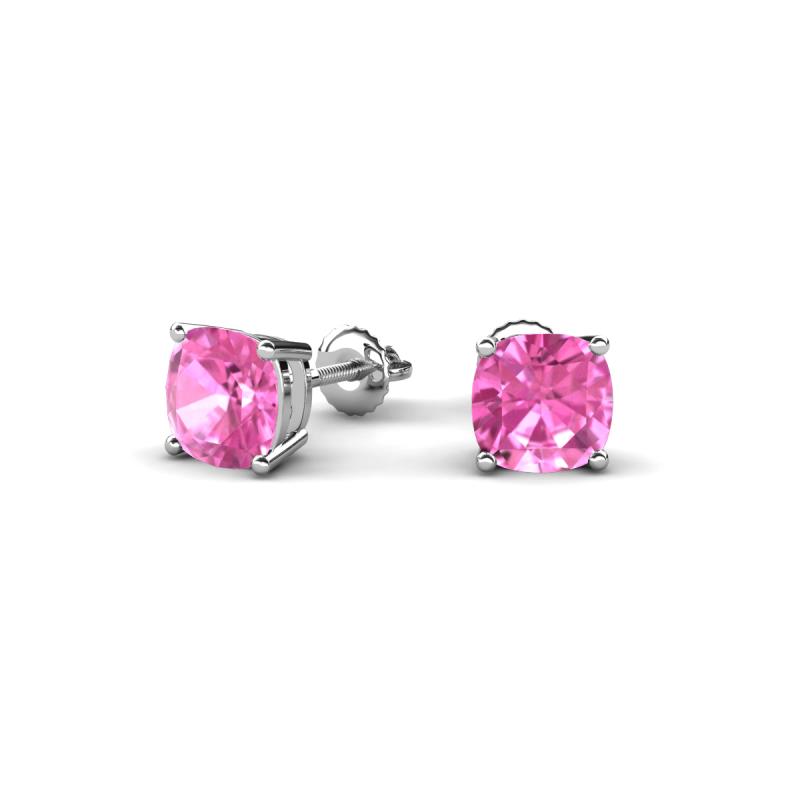 Alida 1.62 ctw (5.00 mm) Cushion Shape Lab Created Pink Sapphire Solitaire Women Stud Earrings 