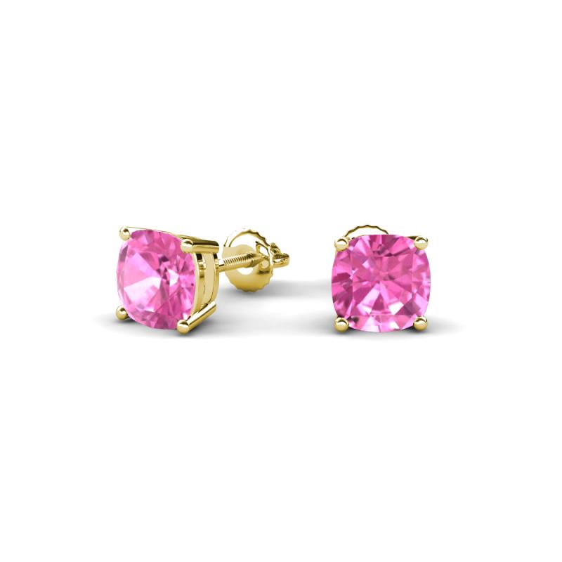 Alida 1.62 ctw (5.00 mm) Cushion Shape Lab Created Pink Sapphire Solitaire Women Stud Earrings 