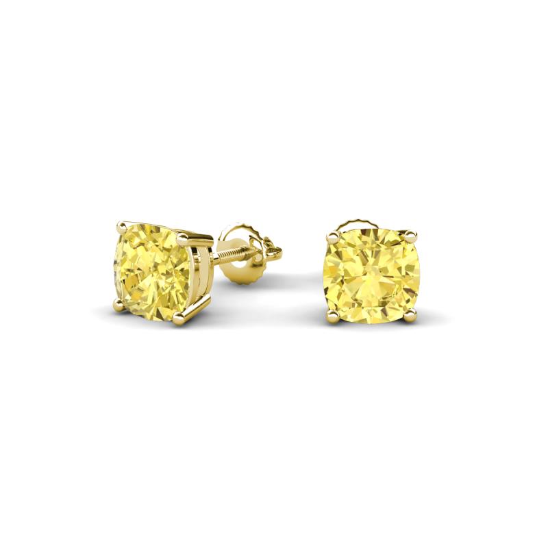 Alida 1.62 ctw (5.00 mm) Cushion Shape Lab Created Yellow Sapphire Solitaire Women Stud Earrings 