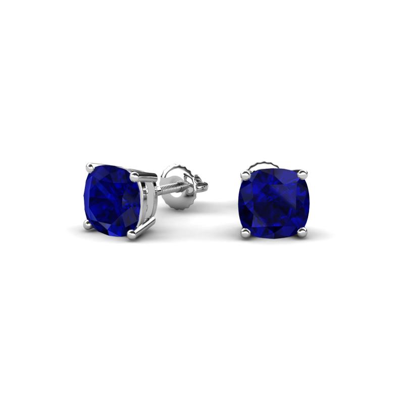 Alida 1.62 ctw (5.00 mm) Cushion Shape Lab Created Blue Sapphire Solitaire Women Stud Earrings 